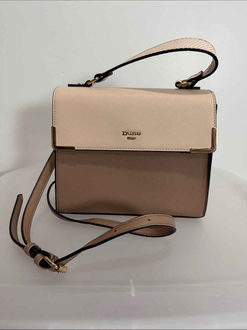 Dune London Two-Tone Beige Crossbody Bag